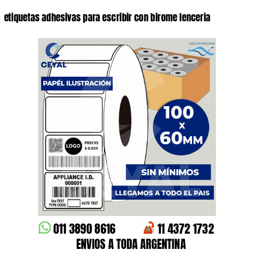 etiquetas adhesivas para escribir con birome lenceria