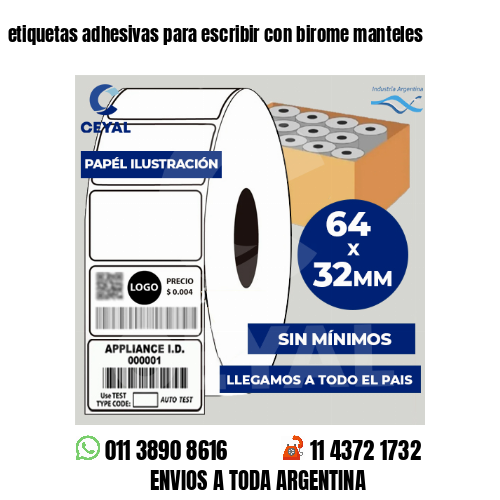etiquetas adhesivas para escribir con birome manteles