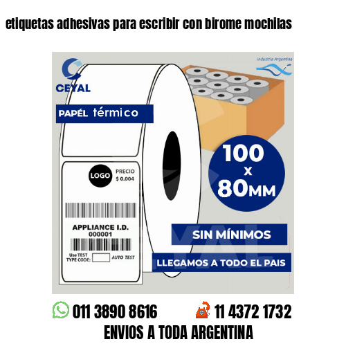 etiquetas adhesivas para escribir con birome mochilas