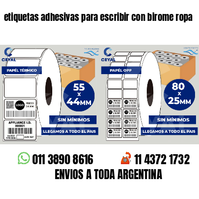 etiquetas adhesivas para escribir con birome ropa