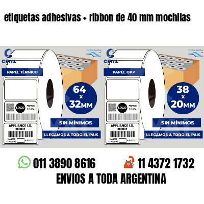 etiquetas adhesivas ribbon de 40 mm mochilas
