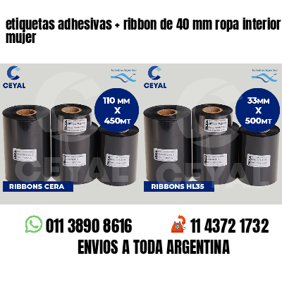 etiquetas adhesivas ribbon de 40 mm ropa interior mujer