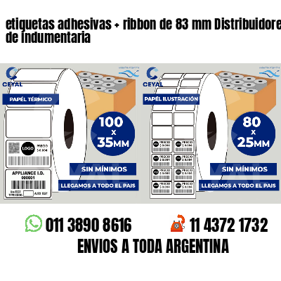 etiquetas adhesivas ribbon de 83 mm Distribuidores de indumentaria