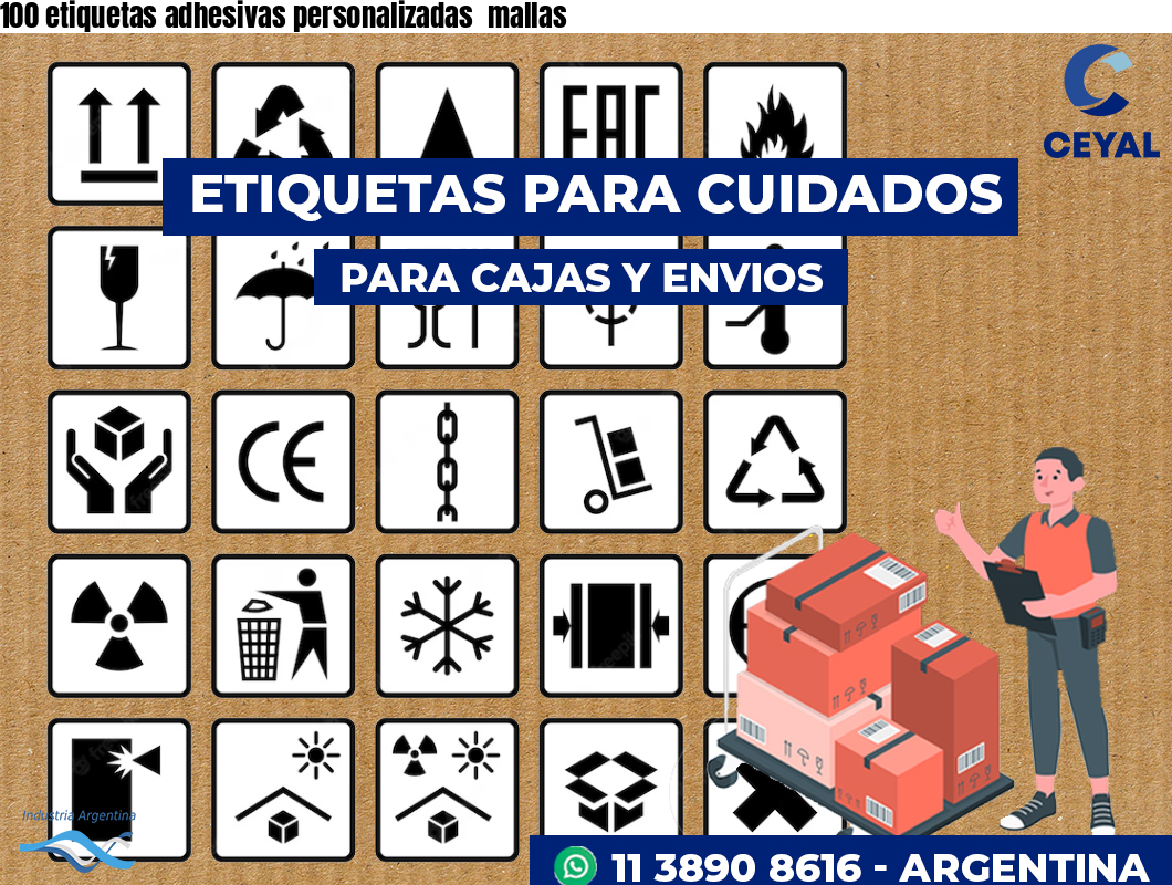 100 etiquetas adhesivas personalizadas  mallas