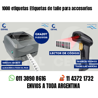 1000 etiquetas Etiquetas de talle para accesorios