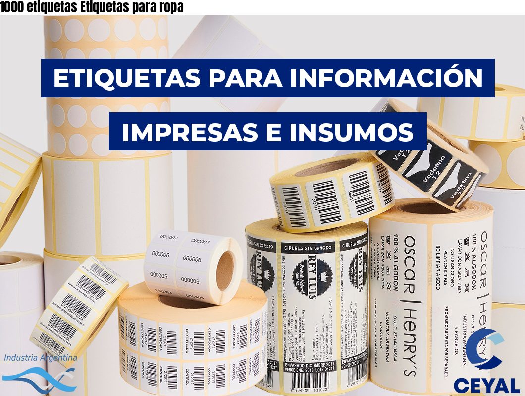 1000 etiquetas Etiquetas para ropa