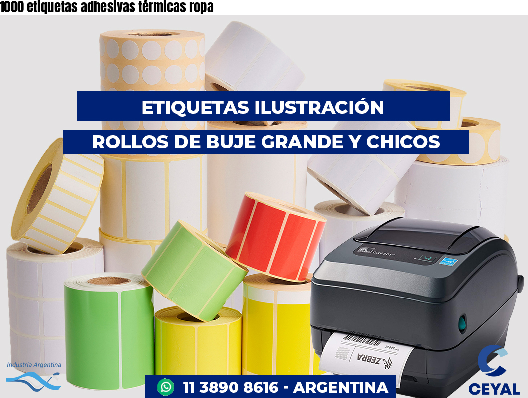1000 etiquetas adhesivas térmicas ropa