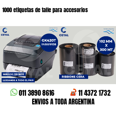 1000 etiquetas de talle para accesorios
