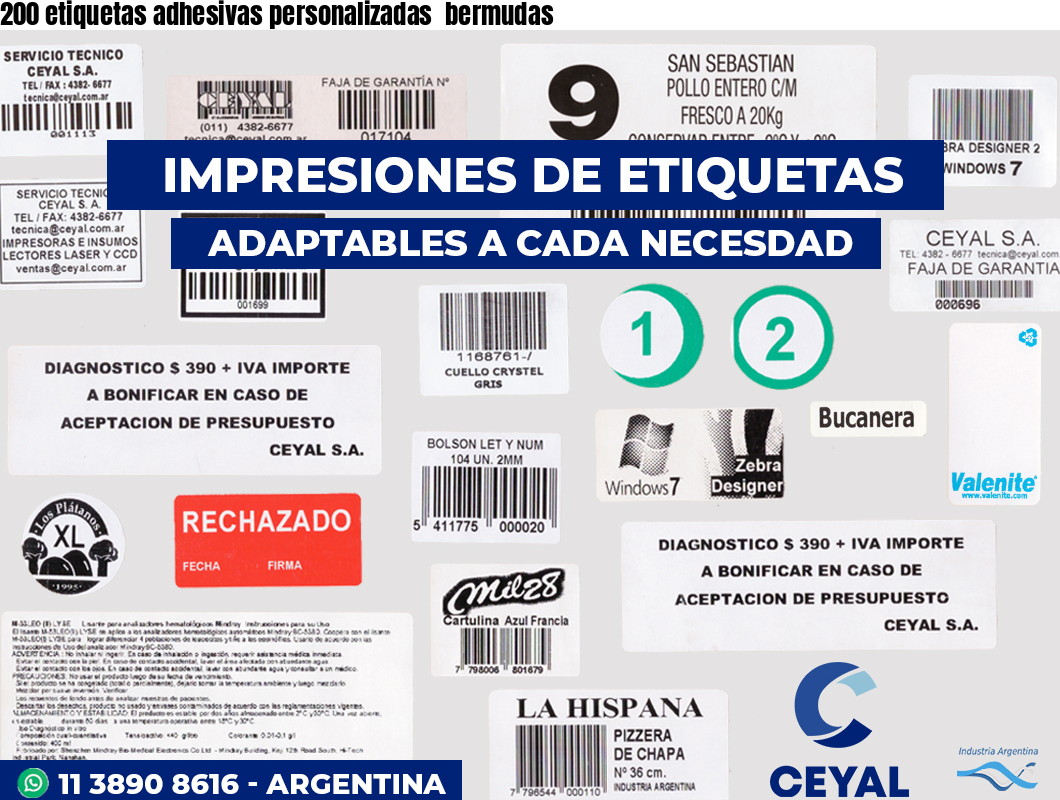 200 etiquetas adhesivas personalizadas  bermudas