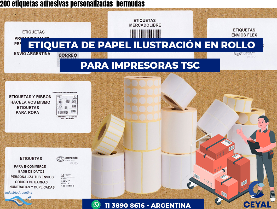 200 etiquetas adhesivas personalizadas  bermudas