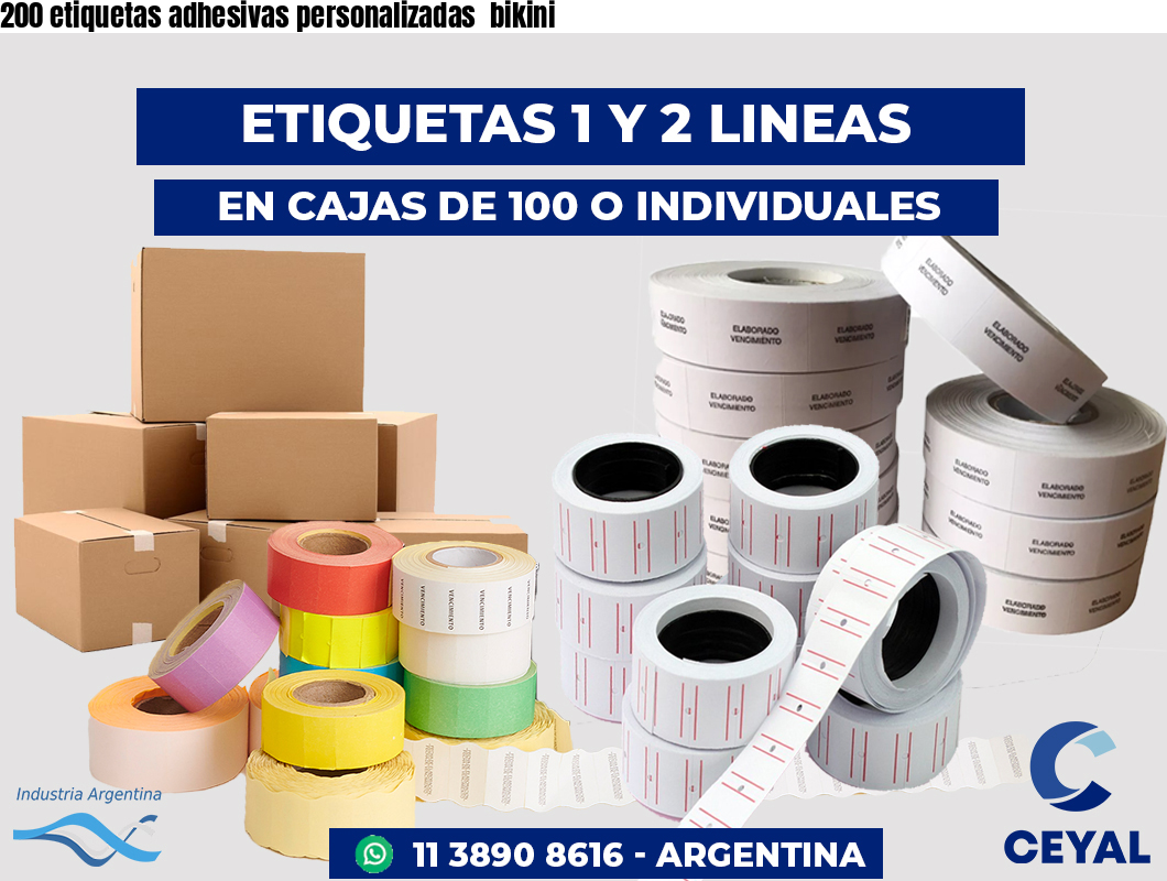 200 etiquetas adhesivas personalizadas bikini