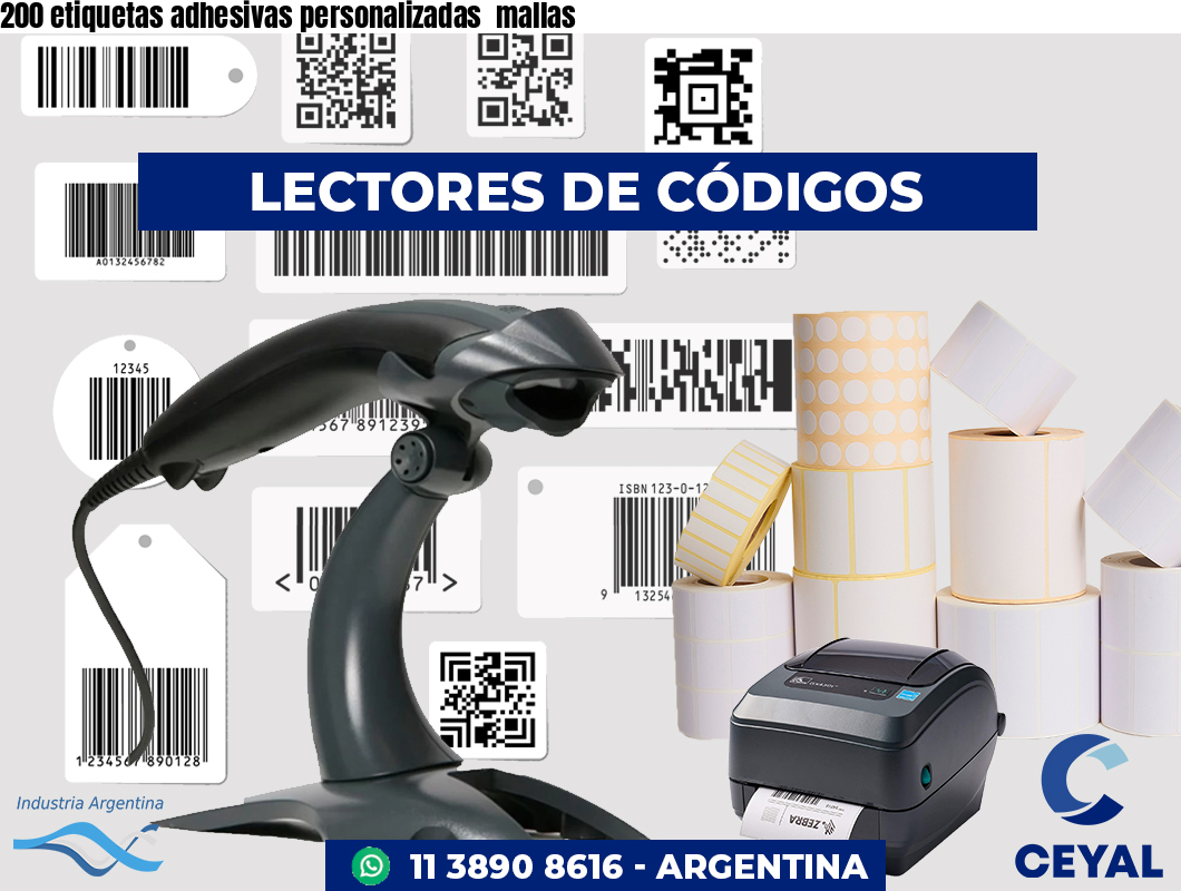 200 etiquetas adhesivas personalizadas mallas