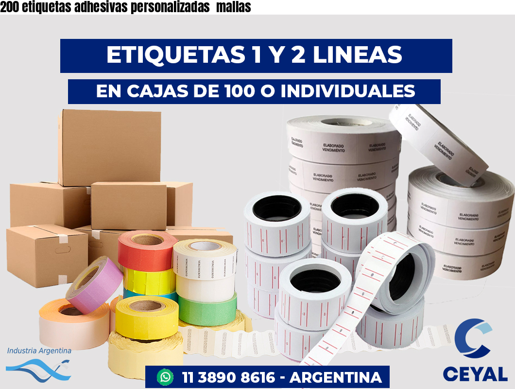 200 etiquetas adhesivas personalizadas mallas
