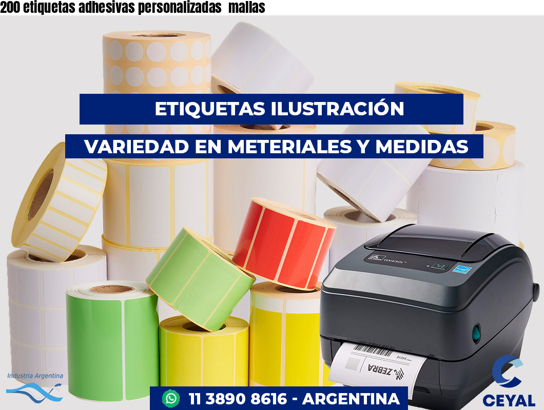 200 etiquetas adhesivas personalizadas  mallas