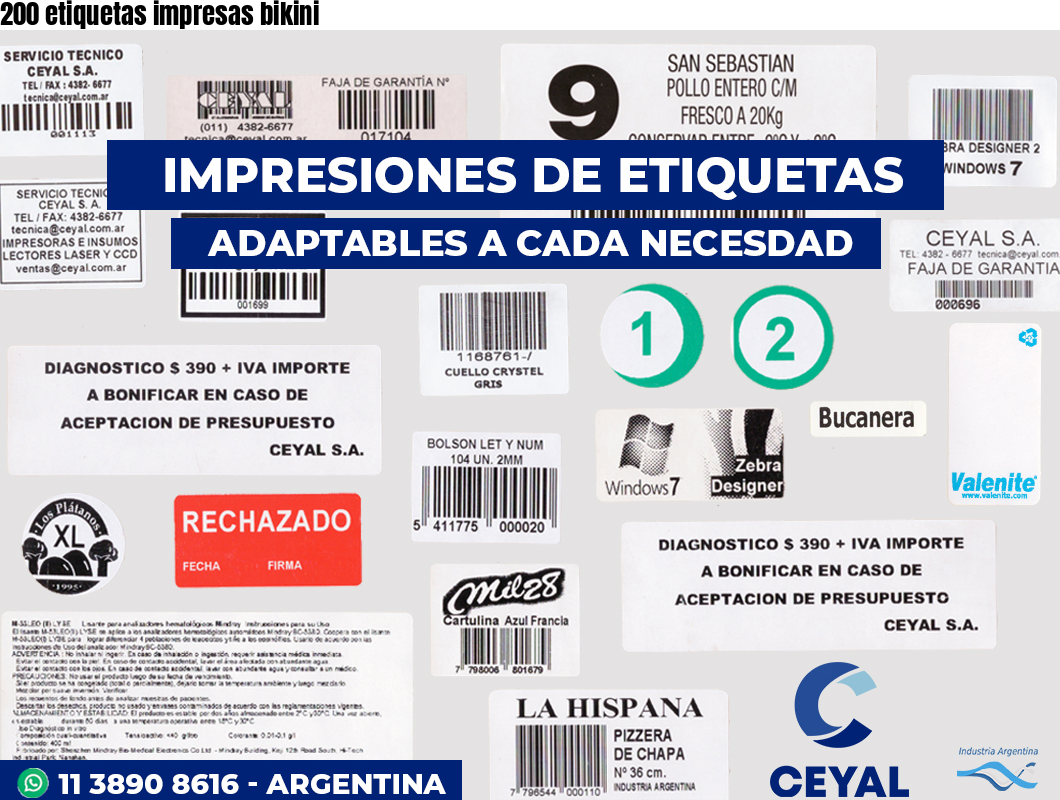 200 etiquetas impresas bikini