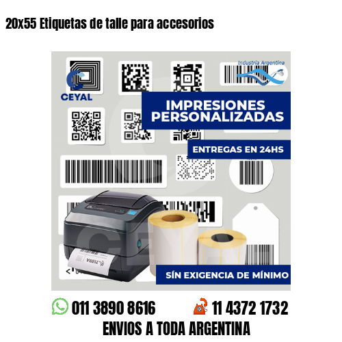 20x55 Etiquetas de talle para accesorios