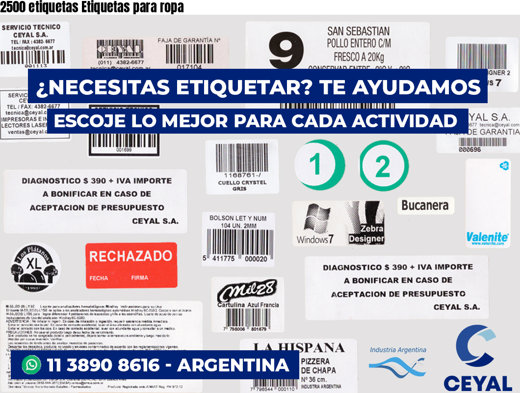 2500 etiquetas Etiquetas para ropa