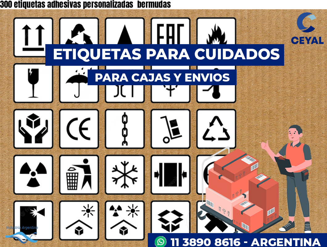300 etiquetas adhesivas personalizadas  bermudas