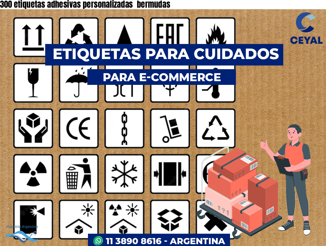 300 etiquetas adhesivas personalizadas  bermudas