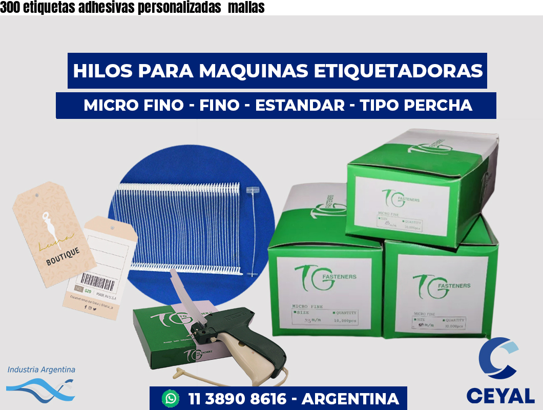 300 etiquetas adhesivas personalizadas mallas