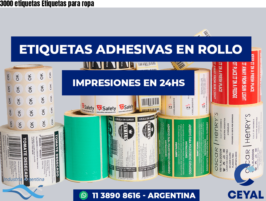 3000 etiquetas Etiquetas para ropa