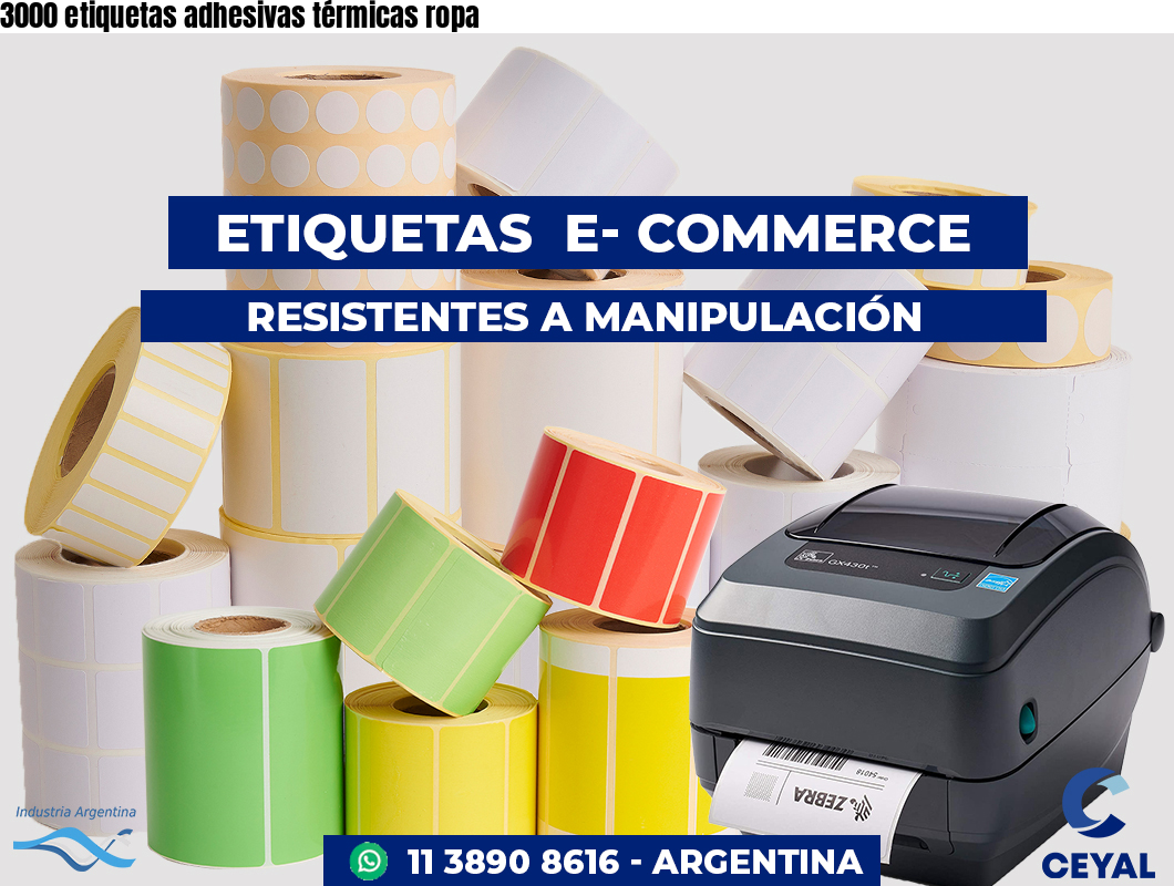 3000 etiquetas adhesivas térmicas ropa