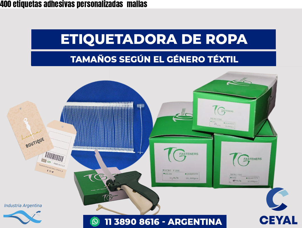 400 etiquetas adhesivas personalizadas  mallas