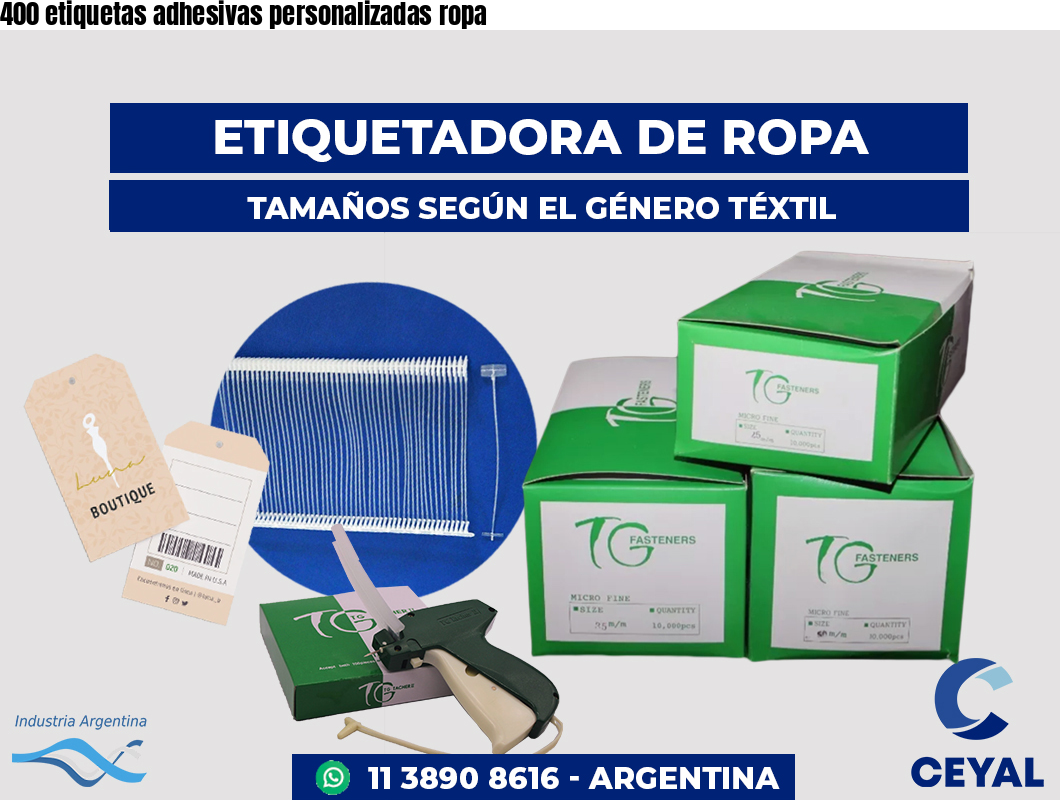 400 etiquetas adhesivas personalizadas ropa