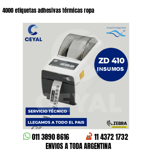 4000 etiquetas adhesivas térmicas ropa
