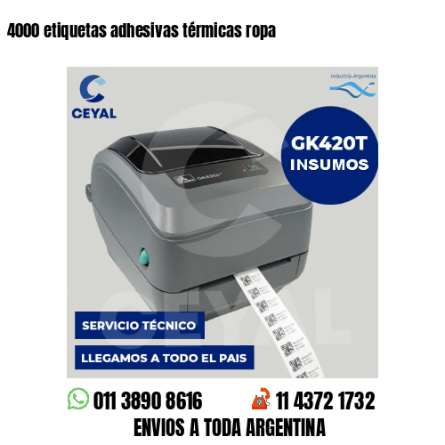 4000 etiquetas adhesivas térmicas ropa