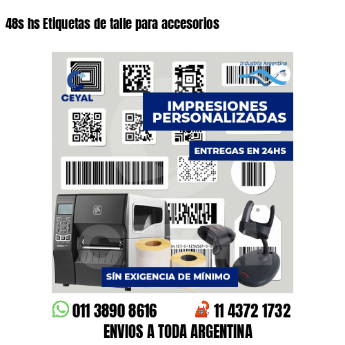 48s hs Etiquetas de talle para accesorios