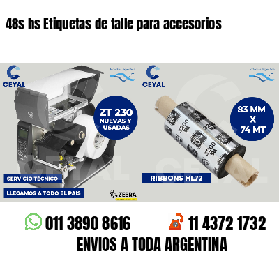 48s hs Etiquetas de talle para accesorios