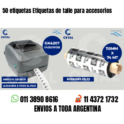 50 etiquetas Etiquetas de talle para accesorios
