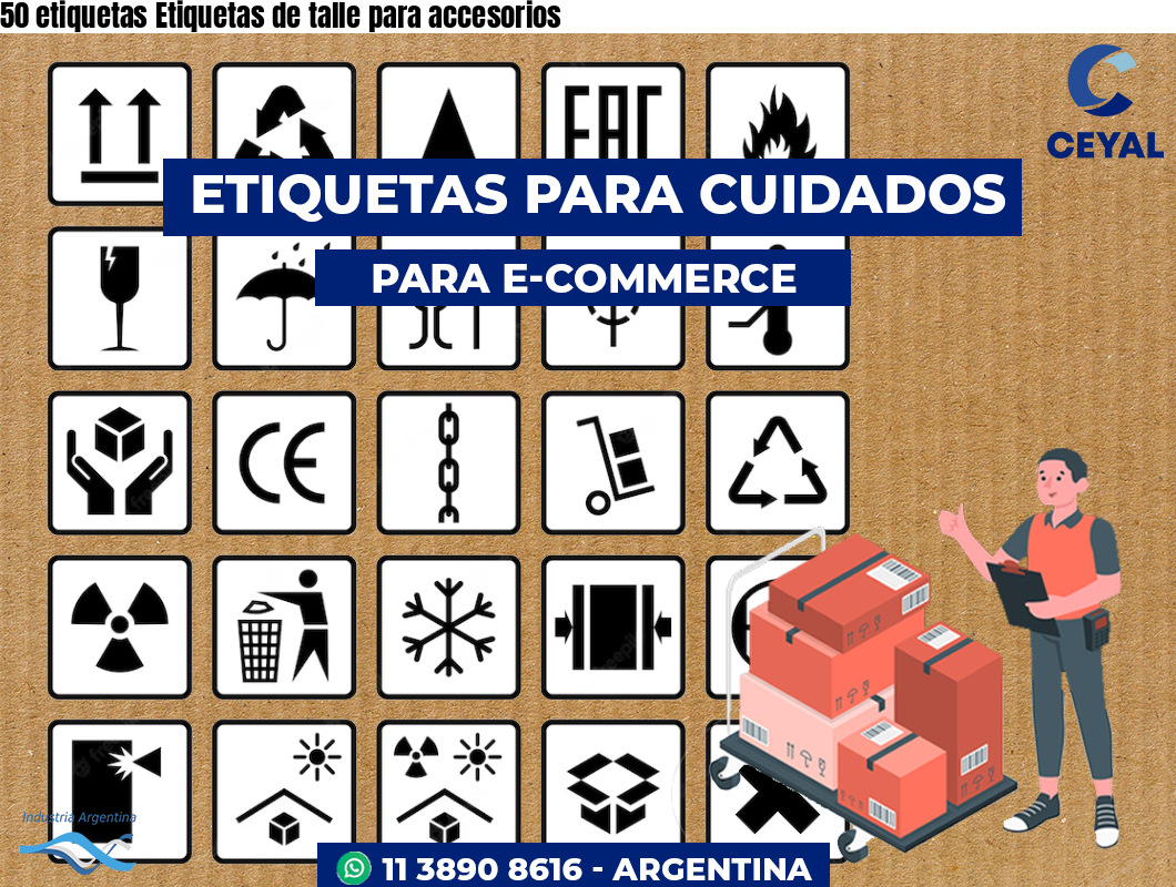50 etiquetas Etiquetas de talle para accesorios