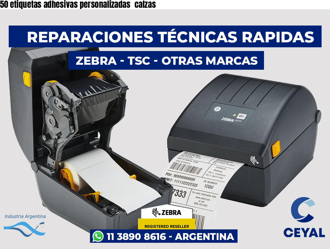 50 etiquetas adhesivas personalizadas calzas
