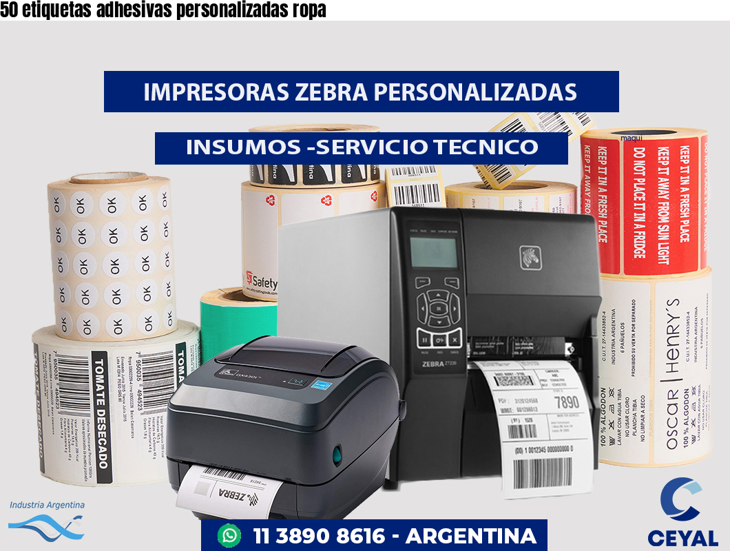 50 etiquetas adhesivas personalizadas ropa