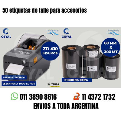 50 etiquetas de talle para accesorios