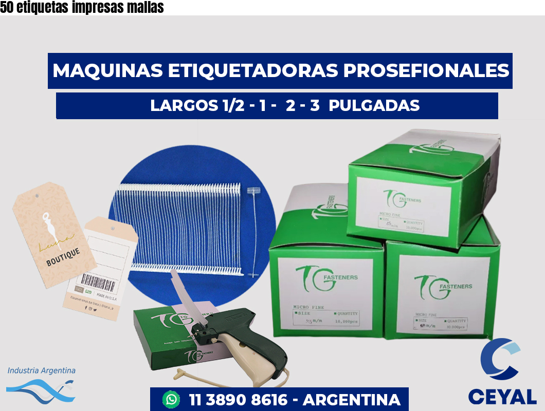 50 etiquetas impresas mallas