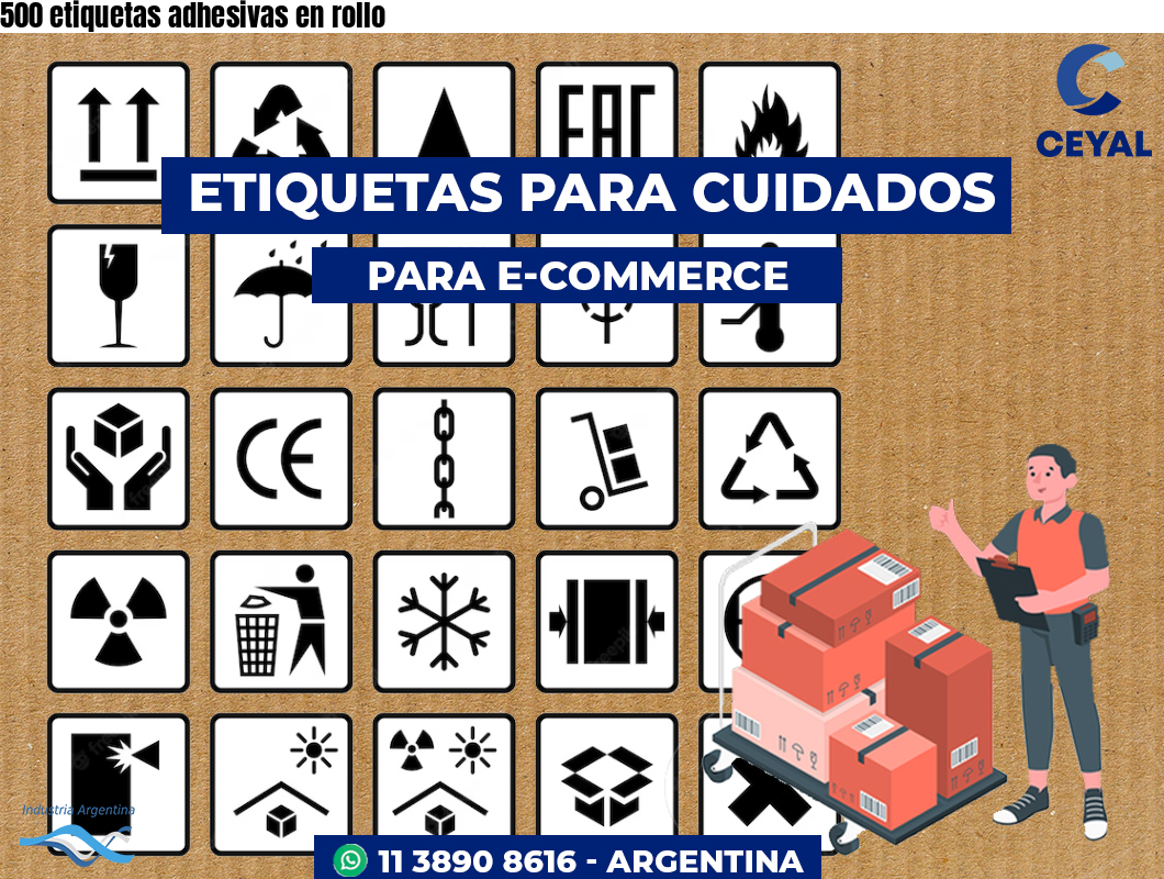 500 etiquetas adhesivas en rollo