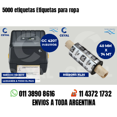 5000 etiquetas Etiquetas para ropa