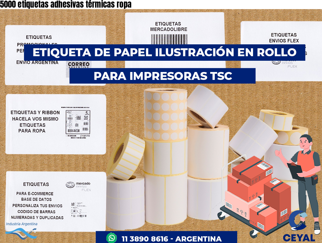 5000 etiquetas adhesivas térmicas ropa
