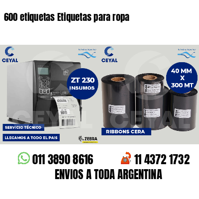 600 etiquetas Etiquetas para ropa