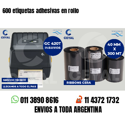 600 etiquetas adhesivas en rollo