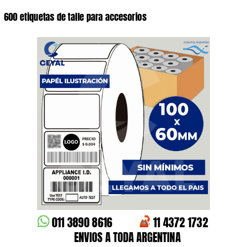 600 etiquetas de talle para accesorios