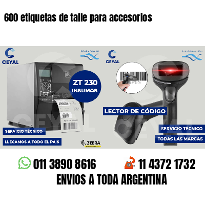 600 etiquetas de talle para accesorios