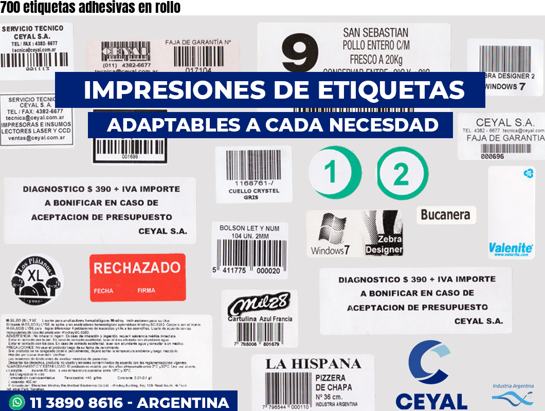 700 etiquetas adhesivas en rollo