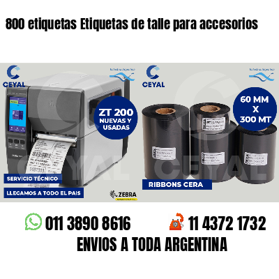 800 etiquetas Etiquetas de talle para accesorios
