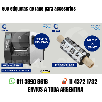 800 etiquetas de talle para accesorios