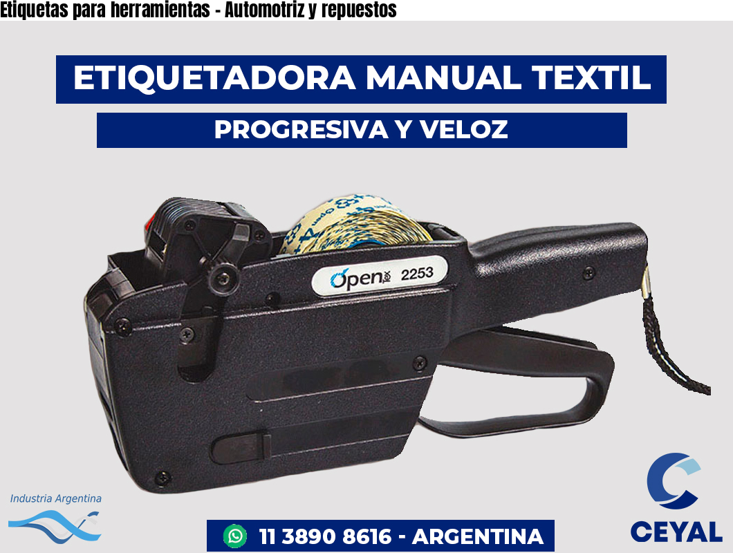 Etiquetas para herramientas - Automotriz y repuestos