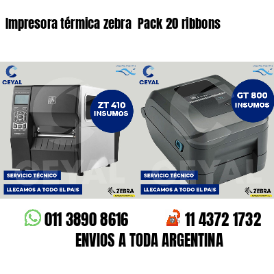 Impresora térmica zebra  Pack 20 ribbons